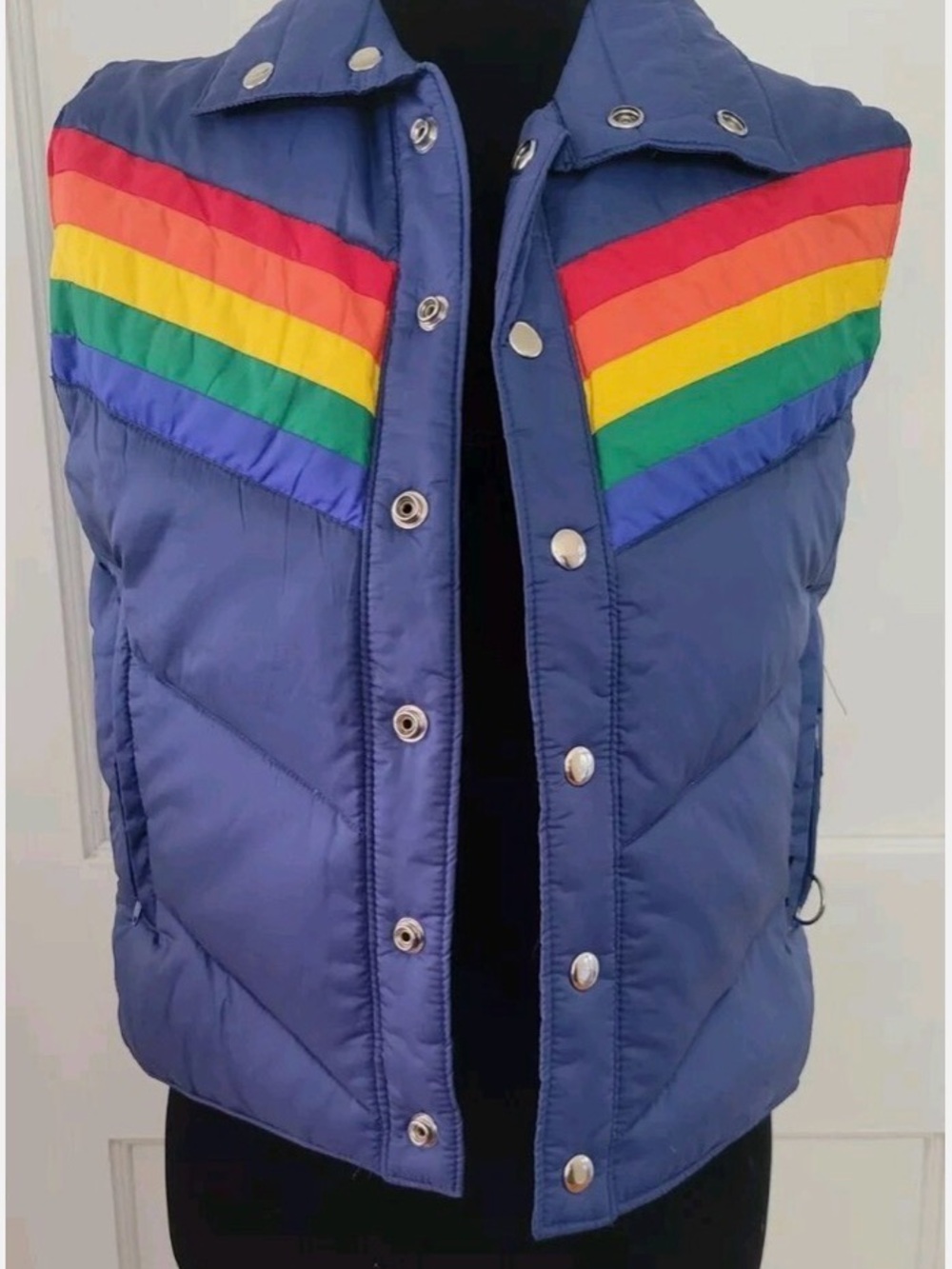 70’s Sergio Valente Puffer Vest with Rainbow Stripes: Same as That 70’s Show